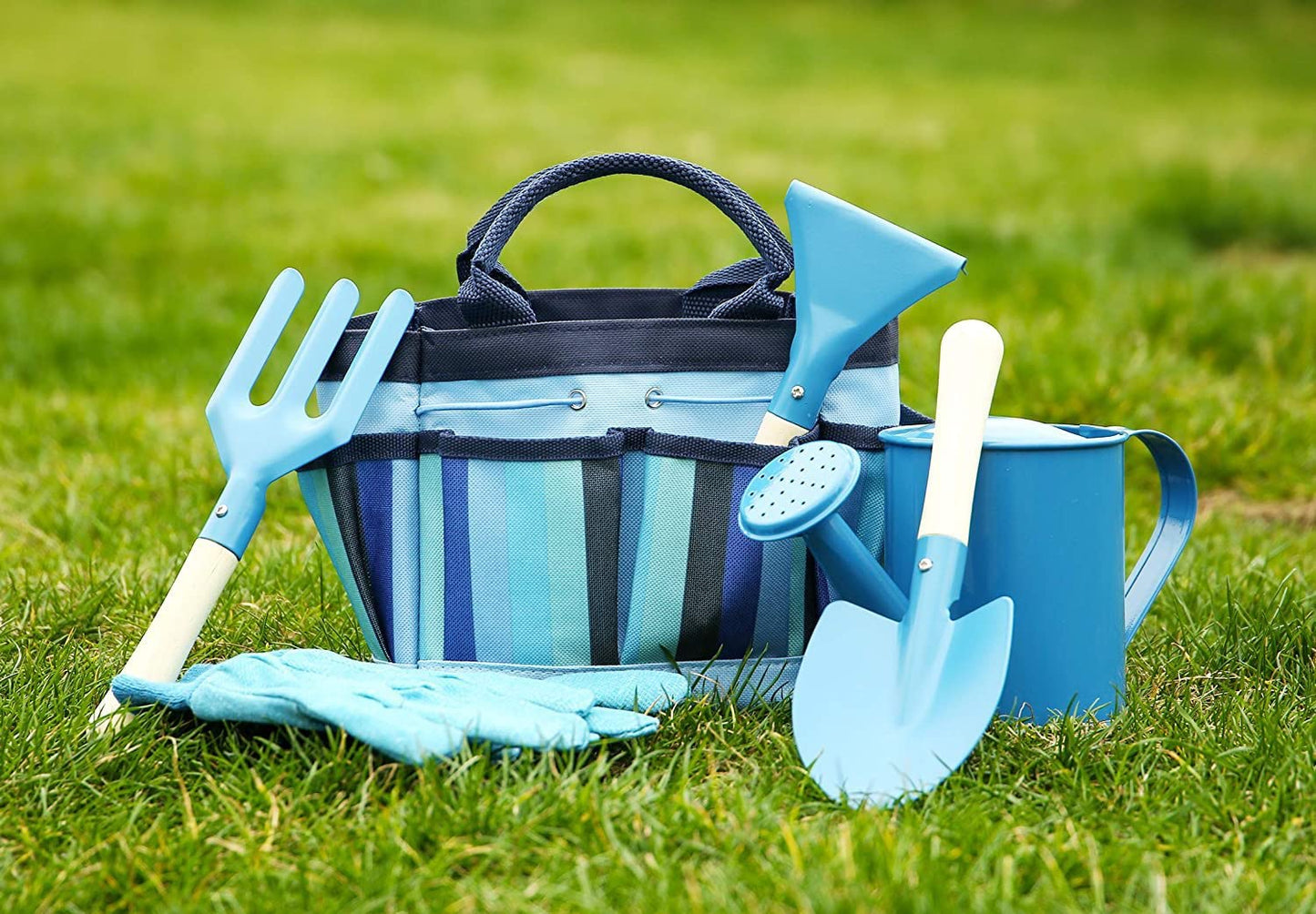 YunNasi Children’s Gardening Tools Set of 6 Outdoor Garden Toys for Kids (Blue) Blue