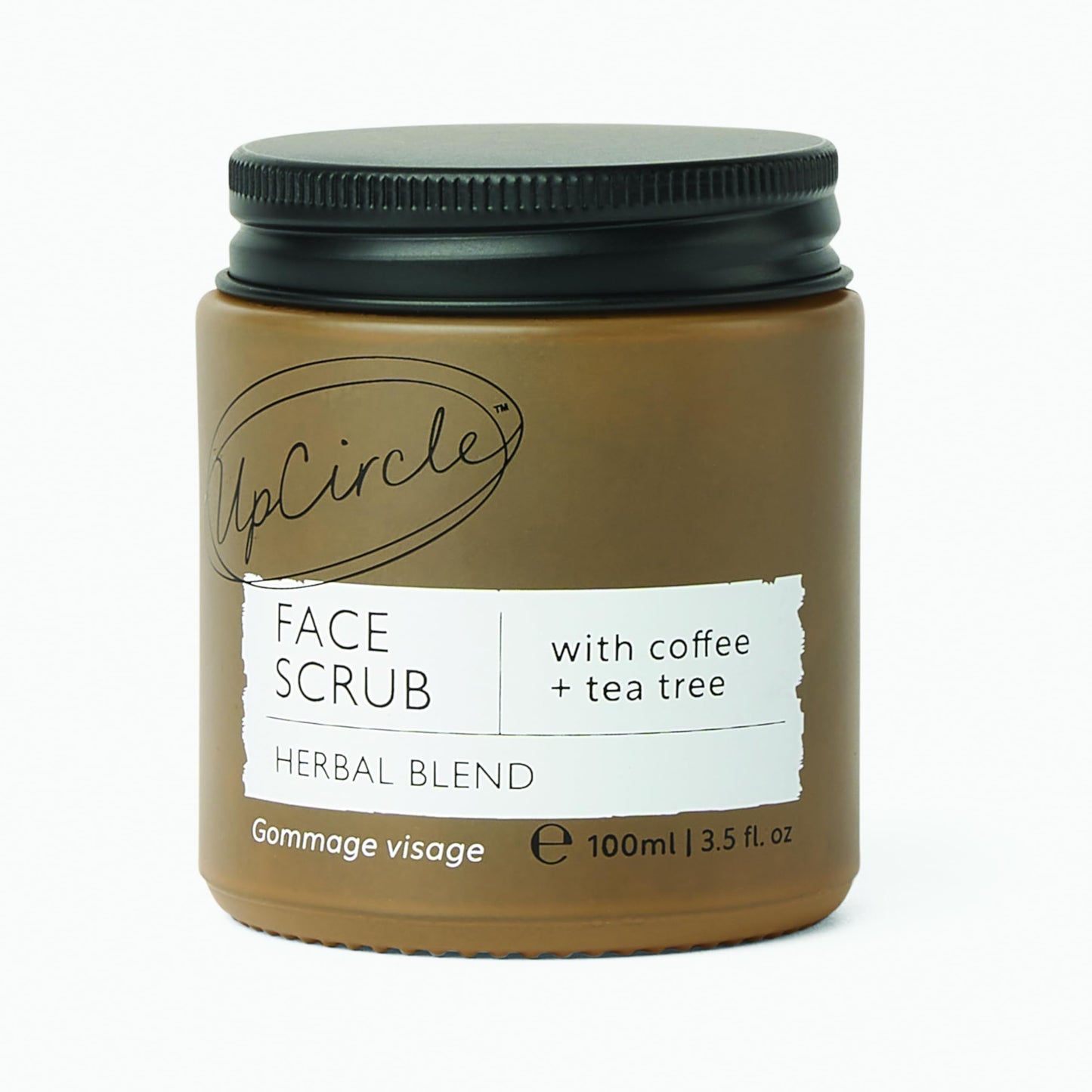 UpCircle Coffee Face Scrub - Herbal Blend For Oily, Combination + Spot Prone Skin 100ml - Tea Tree, Shea Butter, Coconut + Rosehip Oil - Natural, Vegan Face Exfoliator For Soft, Smooth Skin