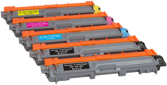 5 (1 SET + 1 BLACK) Compatible TN241 TN245 Laser Toner Cartridges for Brother HL-3140CW 3150CDW 3170CDW DCP-9020CDW MFC-9140CDN 9330CDW | Print Yield: 2,500 Pages (Black) & 2,200 Pages (Colours) 1 SET + 1 BLACK