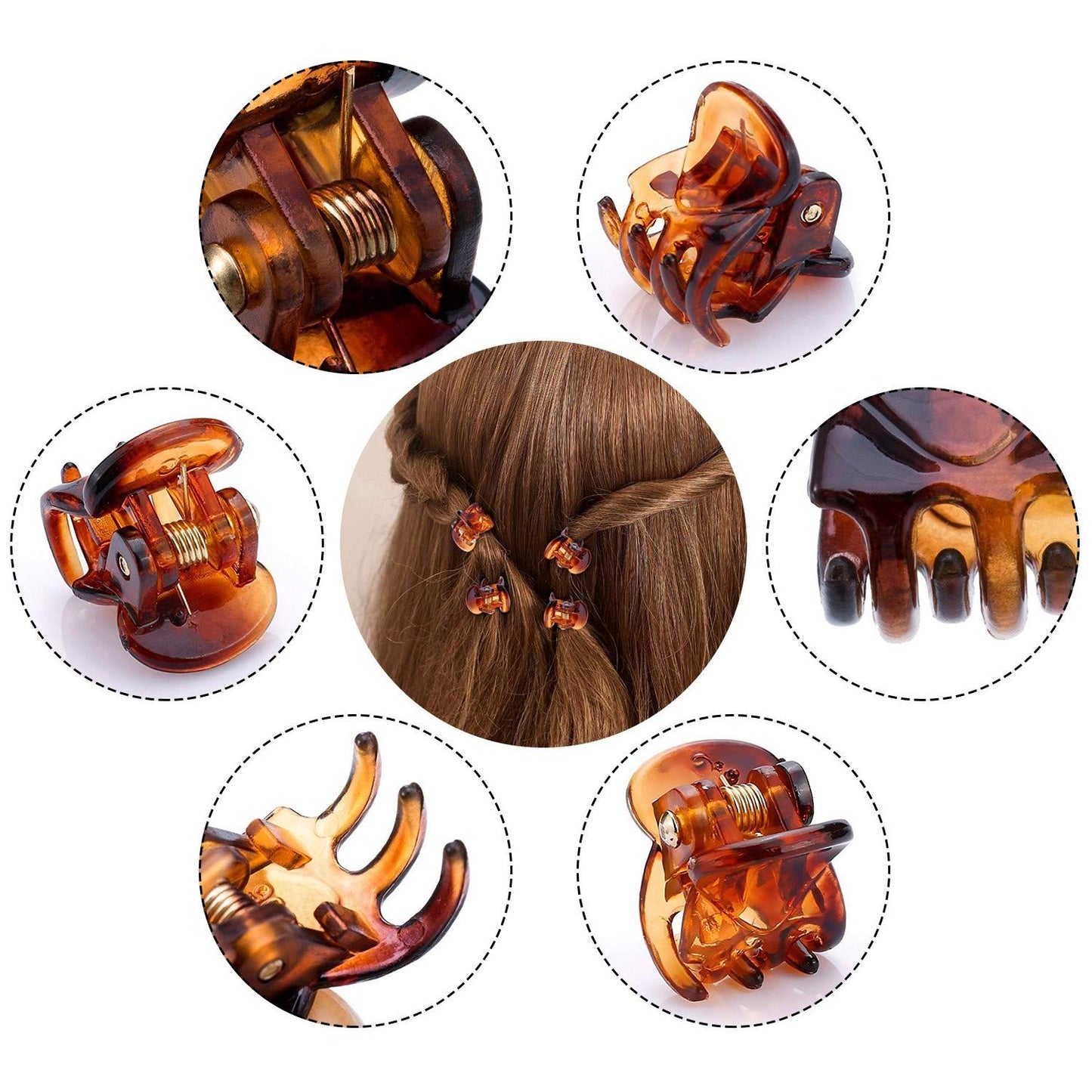 72 Pcs Small Hair Clips, Funtopia Mini Claw Clips Claw Hair Clips for Women and Girls, Plastic Tiny Hair Clamps with a Box (Black, Brown and Clear) Black, Brown and Clear