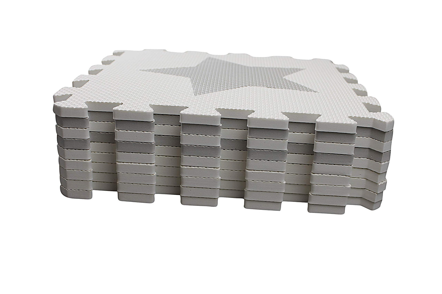 9 Grey Interlocking Foam Baby Play Mat Star Tiles with Edges - Play Mats. Each tile 30 x 30cms. Total 0.9m2.