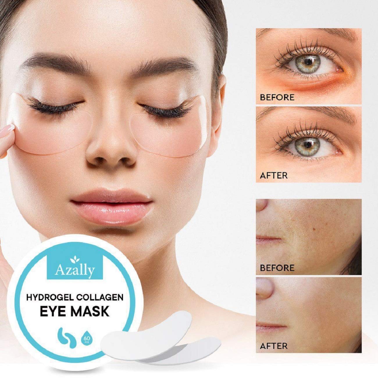 AZALLY Hydrogel Collagen Eye Mask - Collagen Anti-Aging Under Eye Patches, Under Eye Bags Treatment, for Puffy Eyes (60pcs)