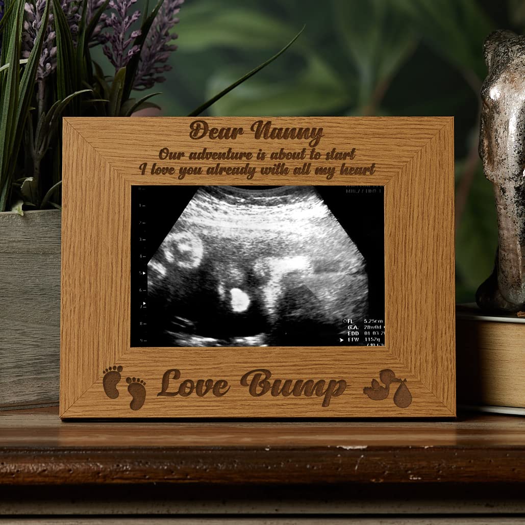 ukgiftstoreonline New Baby Pregnancy Scan Wooden Brown Photo Frame Gift For Nanny 6"x4"