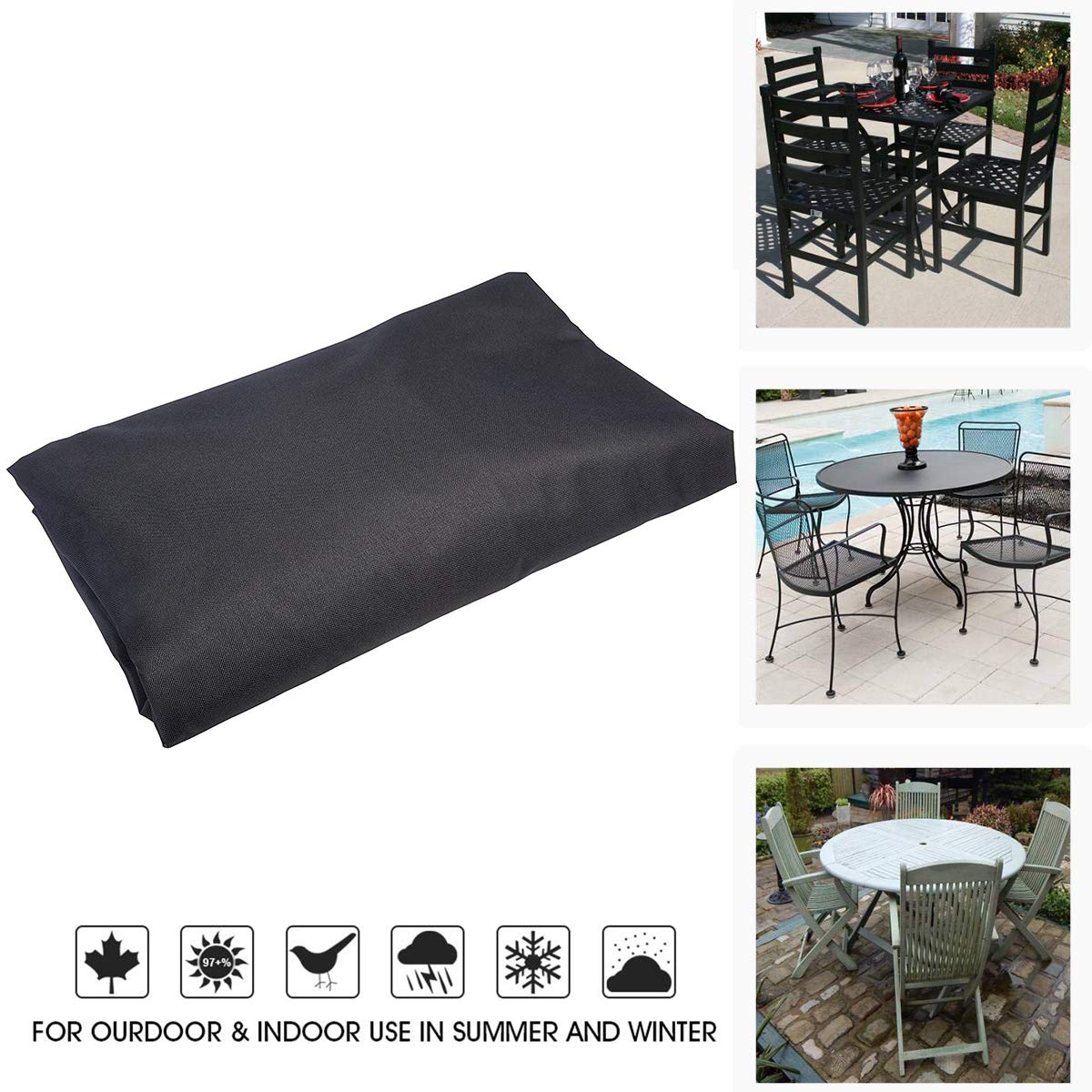 Ankier Garden Furniture Covers, Waterproof, Anti-UV, Heavy Duty 420D Oxford Fabric Rattan Furniture Cover for Cube Set, Patio, Outdoor (125x125x74cm) - Black 125cm