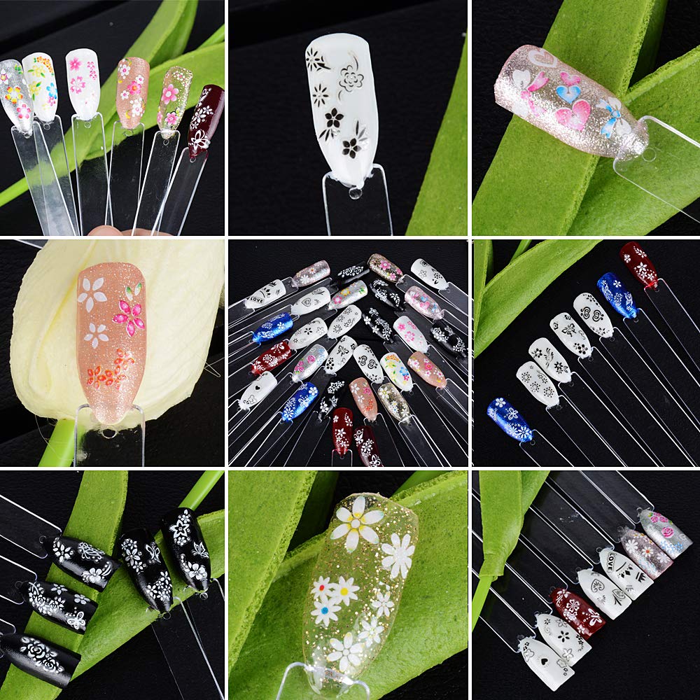 90 Sheets 3D Self-adhesive Nail Art Stickers for Gel Nails - Nail Stickers for Nail Art, Flower Nail Decals Stickers for Women Girls - Various Floral Patterns