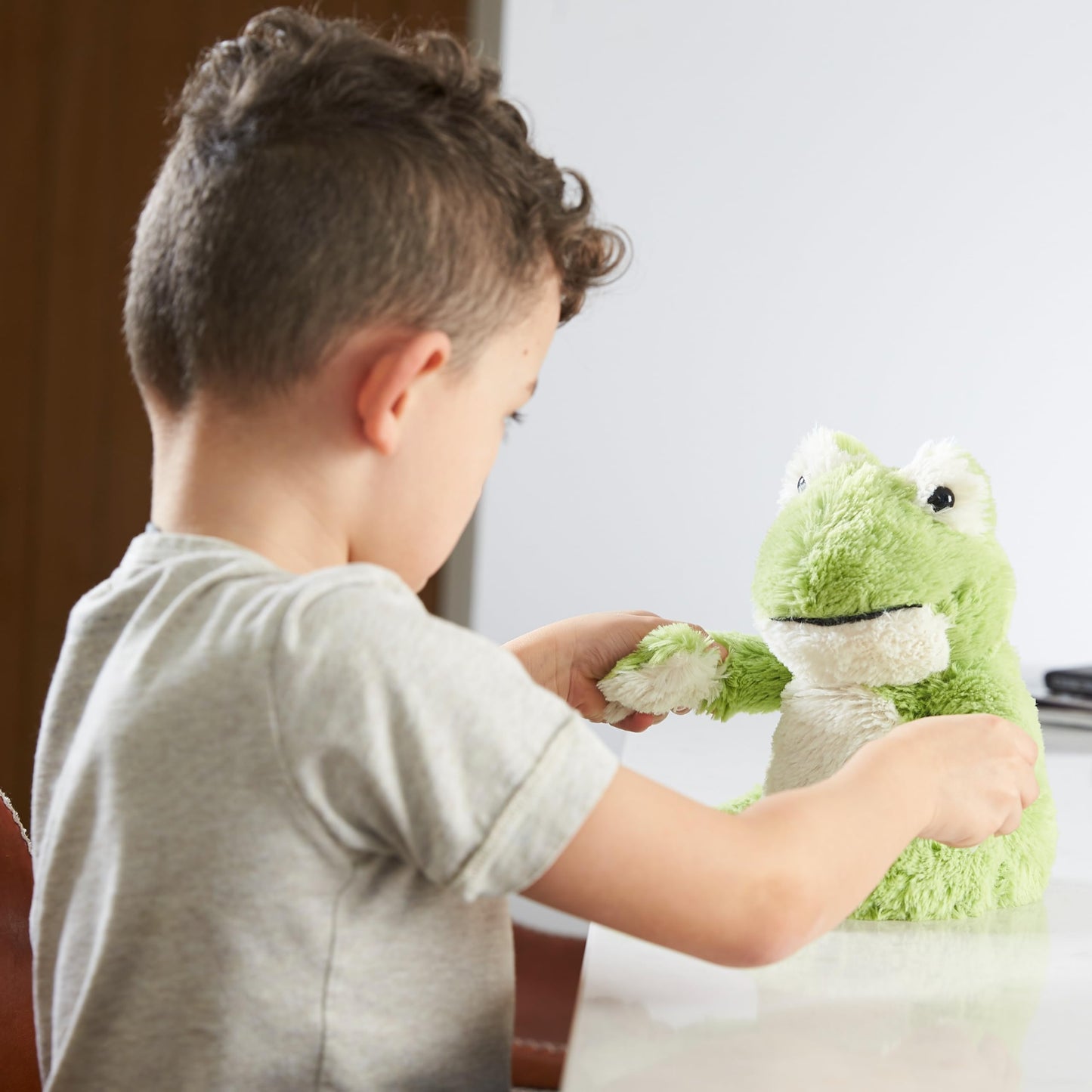 Warmies Plush Frog Microwavable Scented with French Lavender, Weighted Teddy Suitable for All Ages, Chill in a Freezer for Cooling Relief, Frog Weighted Teddy Single