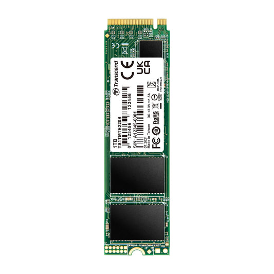 Transcend MTE220S 1 TB NVMe PCIe Gen3 x4 M.2 2280 Internal Solid State Drive (SSD) 3D TLC NAND with DRAM Cache (TS1TMTE220S)