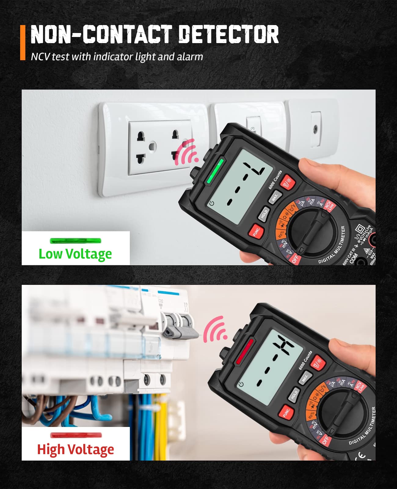 ULTRICS Digital Multimeter, Auto Ranging Multi Tester Voltmeter Ammeter Ohmmeter TRMS 6000 Counts, Test Meter with Leads, Backlit LCD Measures OHM AC/DC Voltage Current Resistance Continuity Diode