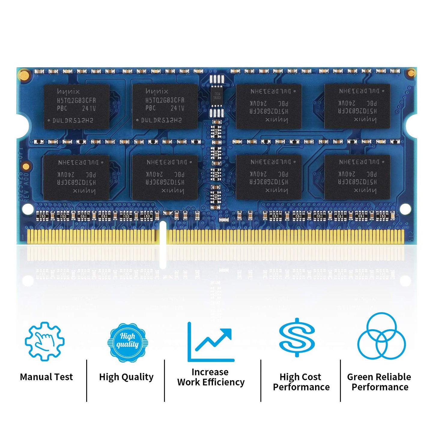 8GB DDR3 Kit (2X4GB), DDR3 1600, PC3-12800, ROYEMAI 2RX8 PC3 12800S 1.35V CL11 204-pin PC3/PC3L DDR3L/ DDR3 SO-DIMM RAM DDR3 for Laptop DDR3 12800SL-2X4G PC3 12800SL-Blue