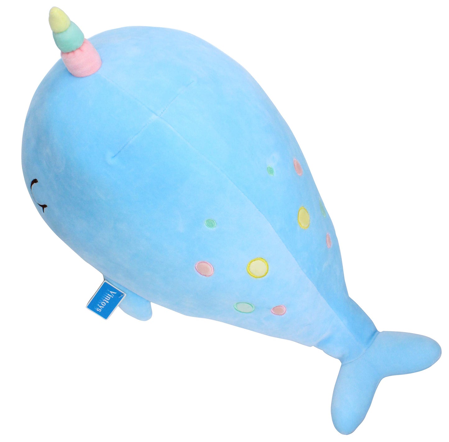 Vintoys Narwhal Unicorn Whale Soft Toy Plush Hugging Pillow Animal Fish Plush Toy Blue 21"