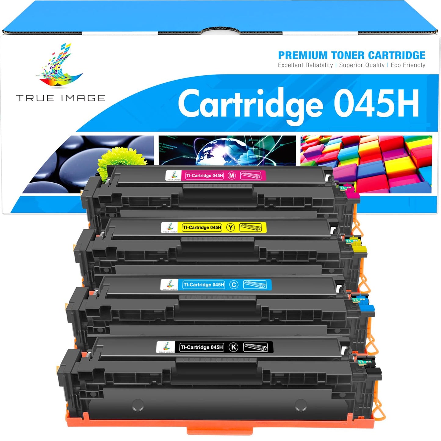 TRUE IMAGE Komp Toner Cartridge Compatible with Canon 045H 045 MF633cdw MF635cx MF634cdw LBP612cdw LBP613cdw MF631cn MF632cdw MF636cdwt Multicolored