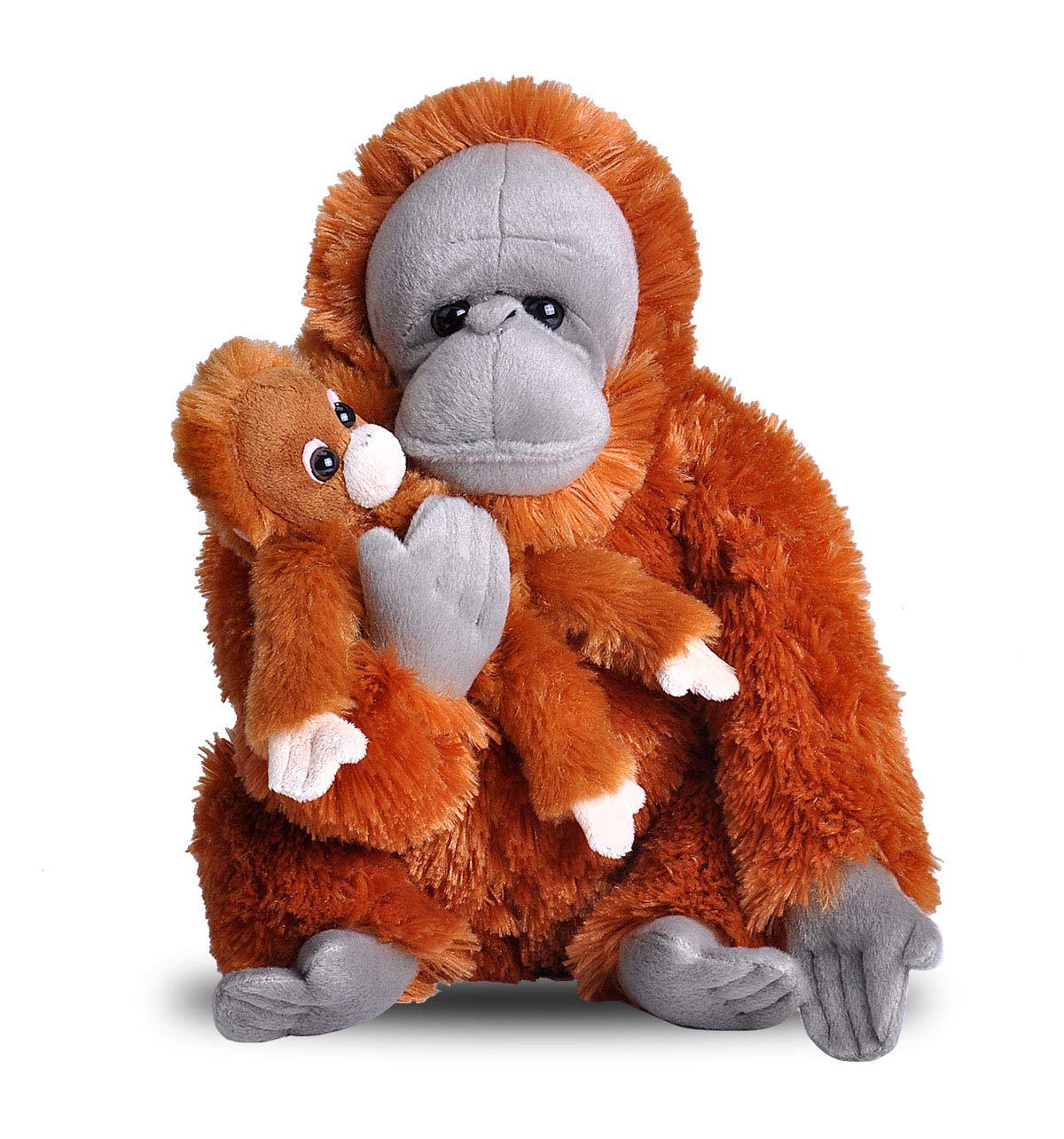 Wild Republic 23476 Mom and Baby Orangutan Plush Stuffed Animal, Toy, Gifts for Kids,Orange