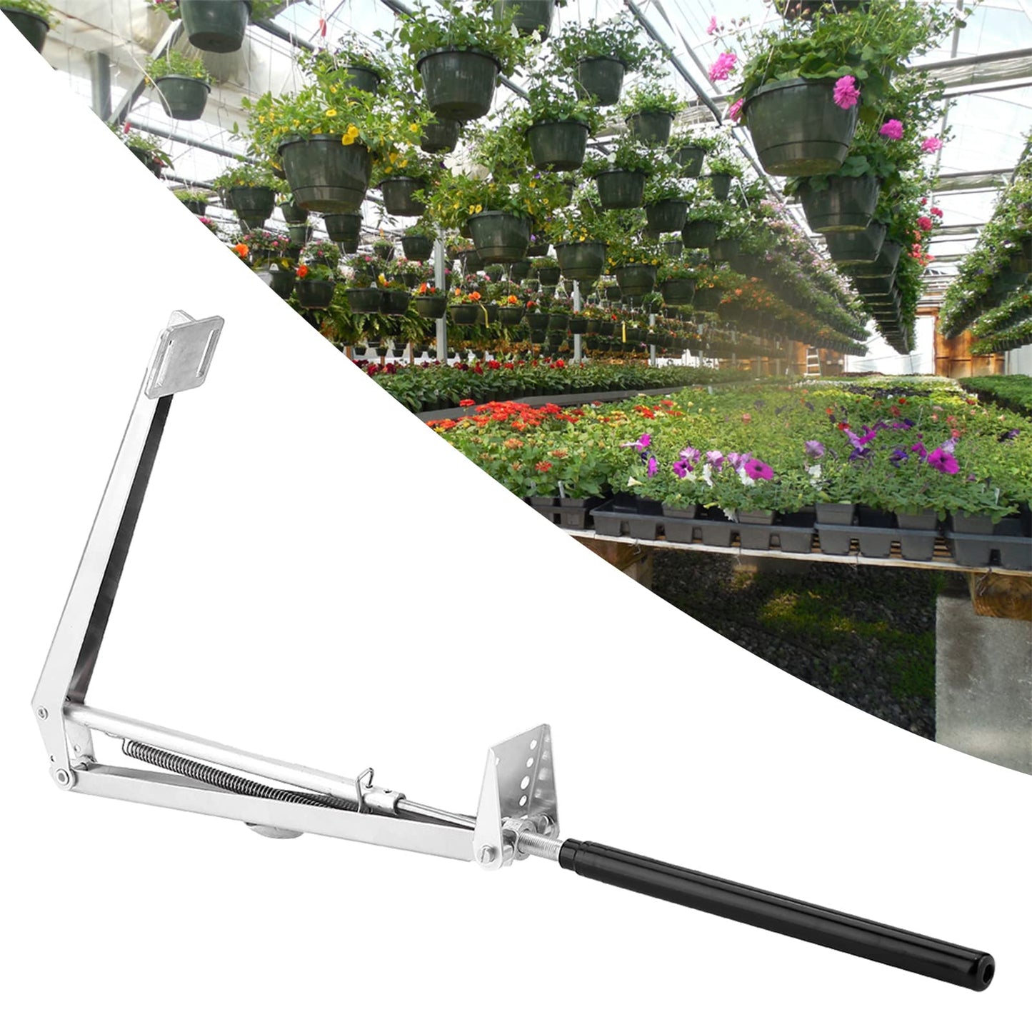 Automatic Greenhouse Opener, Solar Energy Heat Sensitive Temperature Controlled Automatic Vent Opener Up to 15lb Load Capacity 18 inch Window Opening silver