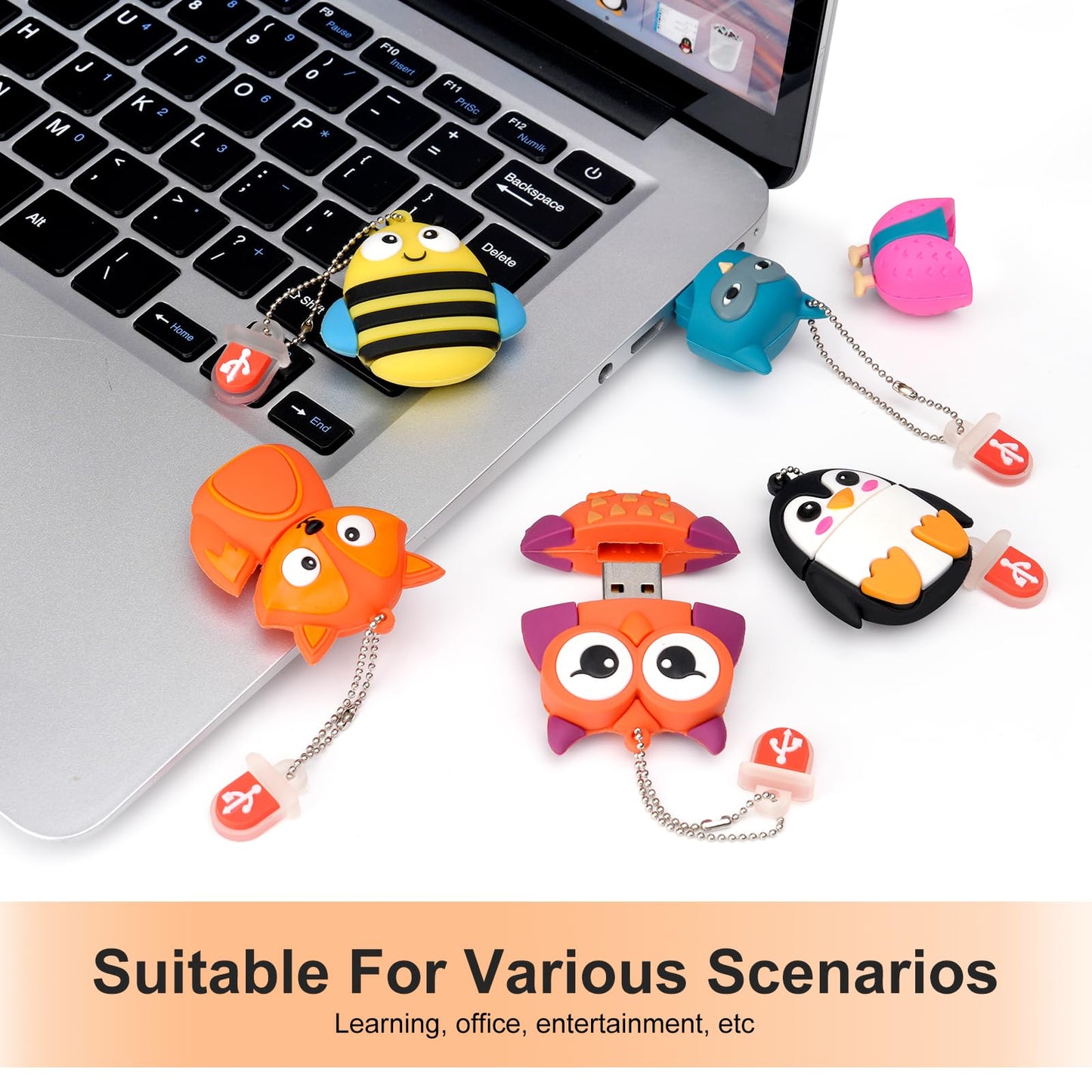 USB Flash Drive 5 Pack 16GB with Cute Animal Pattern, BORLTER CLAMP Memory Stick Thumb Drive Gift for Students and Children 16GB * 5 Pattern-A