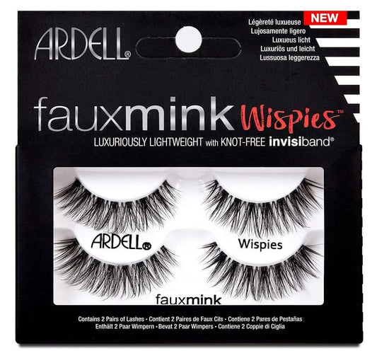 Ardell Faux Mink Wispies False Eyelashes, Light Volume, Short Length, Vegan Friendly, 2 Pairs (Pack of 1)