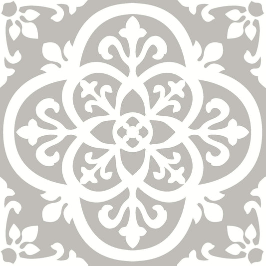 WallPops FP2942 Medina Peel & Stick Floor Tiles, Grey,12 x 12 inches 12 x 12 inches Floor Tile