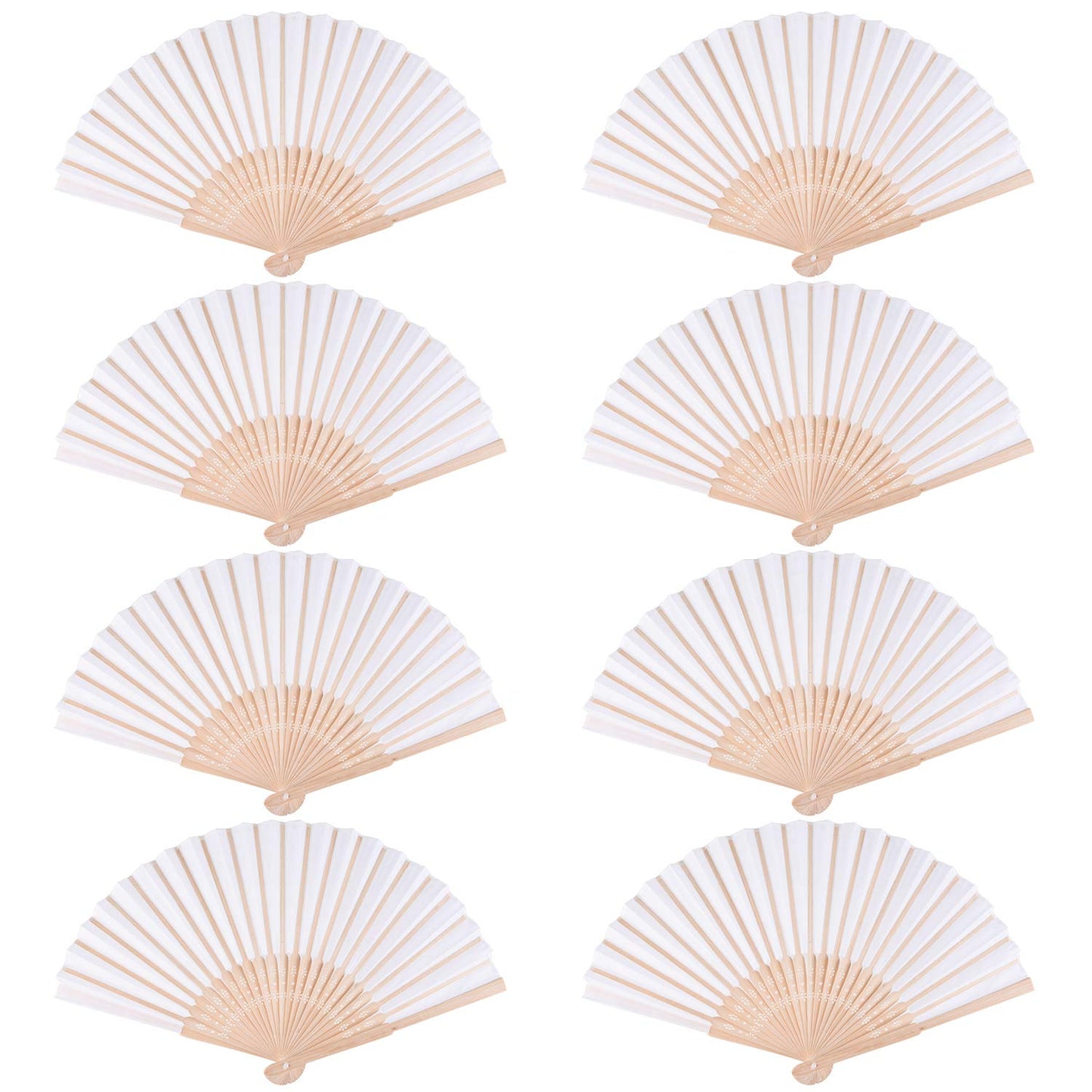 TUPARKA 8PCS White Hand Fans Fabric Folding Fans DIY Handmade Fans For Dancing Photo Props Wall Decoration Wedding Accessories