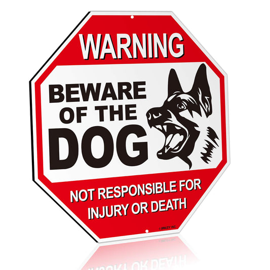 Anley Beware of The Dog Aluminum Warning Sign, No Responsible For Injury Or Death Warning Dog Sign - UV Protected and Weatherproof - 12" x 12" Beware Of The Dog Warning Sign