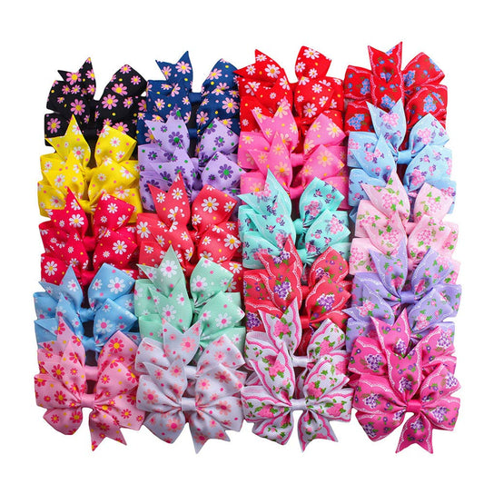 20 Pairs Hair Bows, Queta 40pcs Colorful Alligator Clips Floral Hair Clips Fashion Design Girls Boutique Floral,Bow