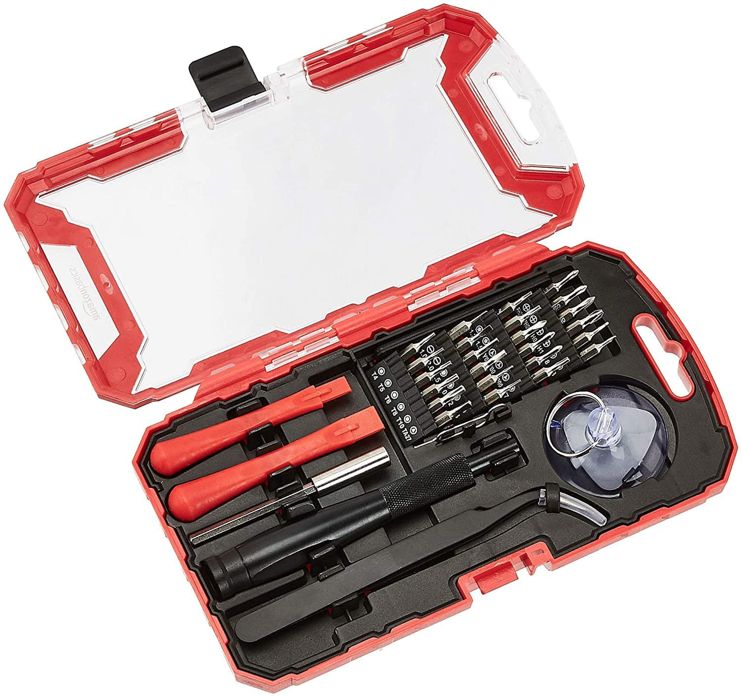 Amazon Basics 32-Piece Electronics Repair Screwdriver Set, Red