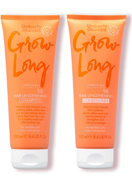 Umberto Giannini Grow Long Shampoo & Conditioner Duo, Vegan & Cruelty Free Root Stimulating Shampoo & Hair Lengthening Conditioner Bundle, 2 Pack