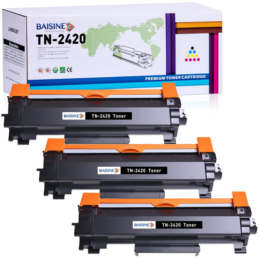 BAISINE 3-Pack Compatible with MFC-L2710DW Toner Black for Brother TN2420 TN-2420 Cartridge with Chip for HL-L2350DW HL-L2370DN DCP-L2510D DCP-L2530DW HL-L2375DW HL-L2310D MFC-L2730DW DCP-L2550DN