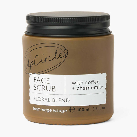 UpCircle Coffee Face Scrub - Floral Blend For Sensitive Skin 100ml - Chamomile, Shea Butter, Coconut + Rosehip Oil - Natural, Vegan Face Exfoliator For Soft, Smooth Skin