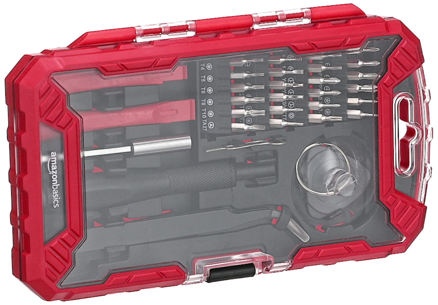 Amazon Basics 32-Piece Electronics Repair Screwdriver Set, Red