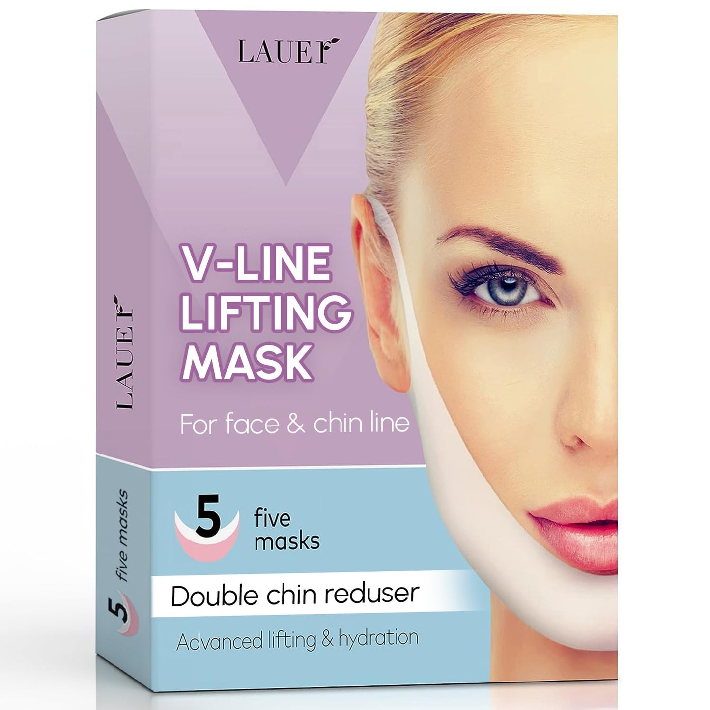 V Shaped Slimming Face Mask Double Chin Reducer V Line Lifting Mask Neck Lift Tape Face Slimmer Patch For Firming and Tightening Skin 1 count (Pack of 5)