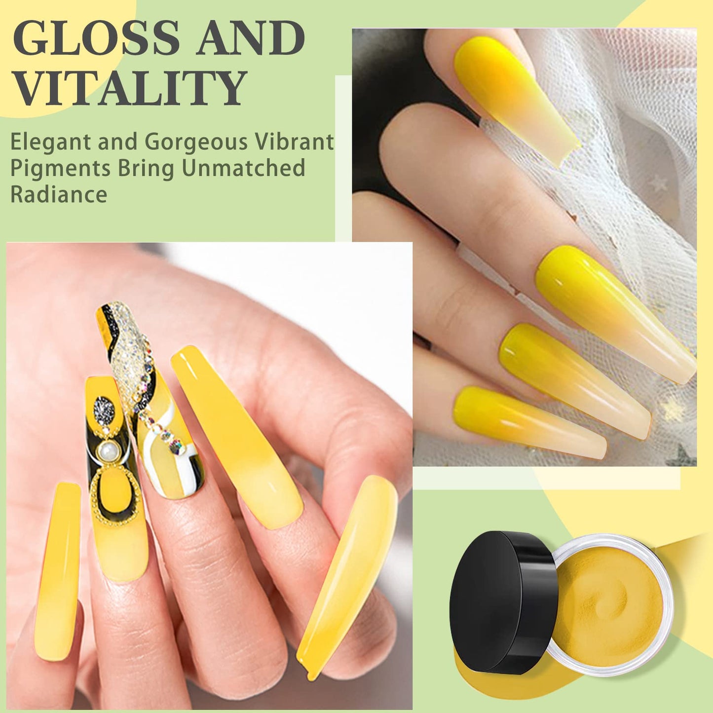 28g/Box Lemon Yellow and White Temperature Color Mood Change Dip Powder Nails Dipping Nails Long-lasting Nails No UV Light Needed, (W-No.18) Dip-W-No.18