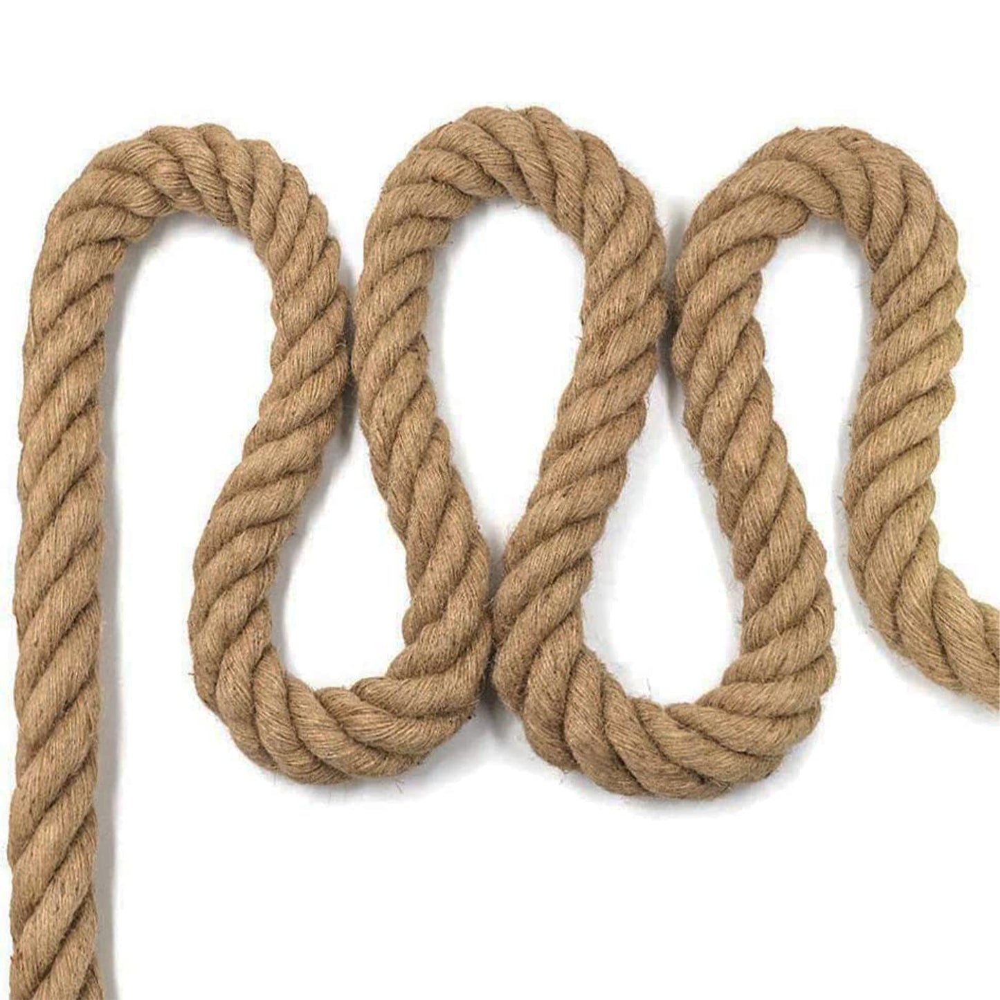 Aoneky Natural Jute Rope 15m 25mm - 14/16/ 20/25 /30/40/50mm Heavy Duty Twisted Hemp Rope for Tug of War, Climbing, Decoration - Thick Decking Garden Fencing Rope 25mm / 15m