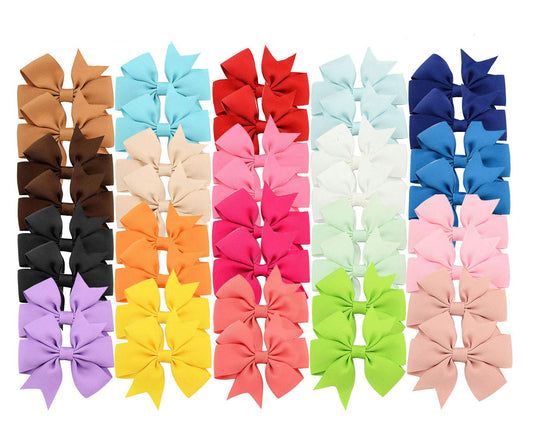 40 Pcs 3Inches Baby Girls Hair Clips Soft Grosgrain Ribbon Bows Alligator Hair Barrettes for Teens Kids Toddler 20 Colors