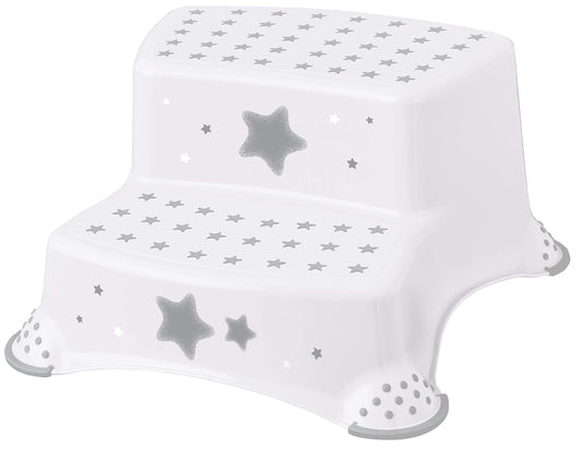 Babycurls Little Journey Toilet Training Kids Non Slip Up Double Two Step Stool With Grips Unisex White For Safe Toddler Loo Potty Training in The Bathroom And Home