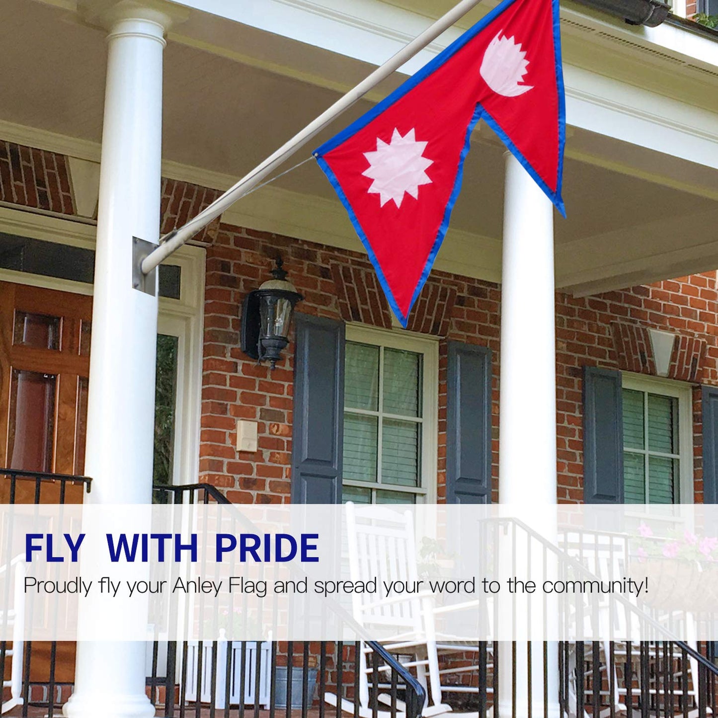 ANLEY Fly Breeze 2x3 Foot Nepal Flag - Vivid Color and UV Fade Resistant - Canvas Header and Double Stitched - Nepalese Flags Polyester with Brass Grommets 2 X 3 Ft