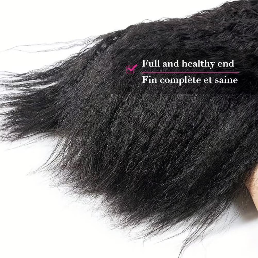 UNILO human hair bundles 12A, yaki straight bundles human hair Brazilian kinky straight hair bundles 8 10 12 Inch Total 300G Double Weft Sewing no shedding hair.