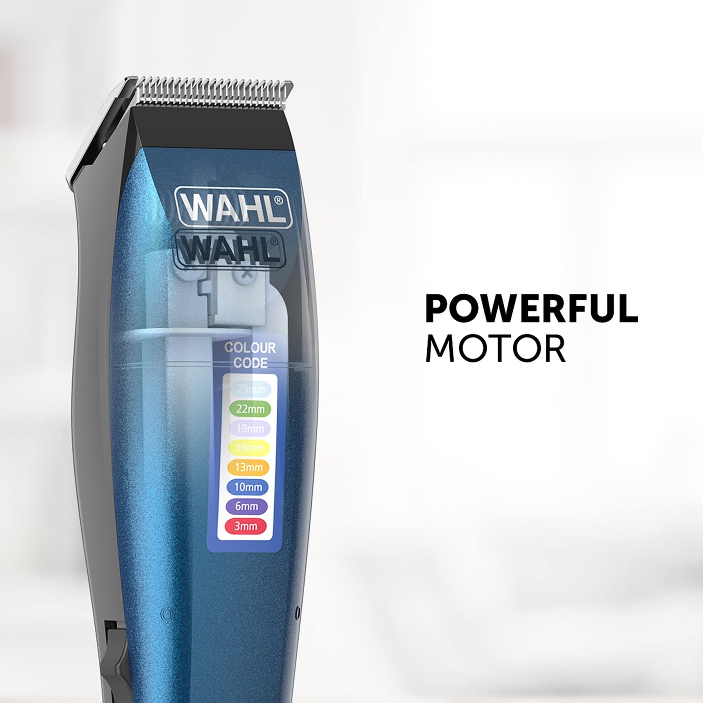 Wahl Colour Pro Corded Clipper, Head Shaver, Men's Hair Clippers, Colour Coded Guides, Family at Home Haircutting Blue Corded single