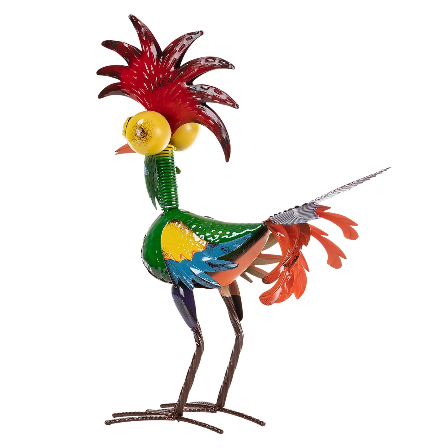 Alpine Corporation 46 cm Tall Indoor/Outdoor Wacky Metal Rooster Yard Statue Decoration Outdoor Statues