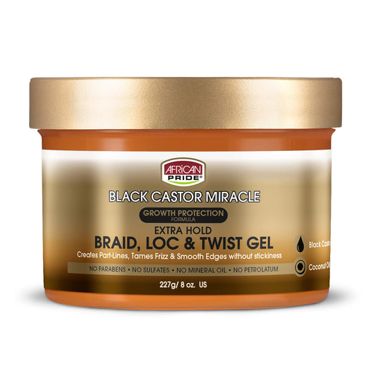 African Pride Black Castor Miracle Braid Lock Twist Gel 8 oz