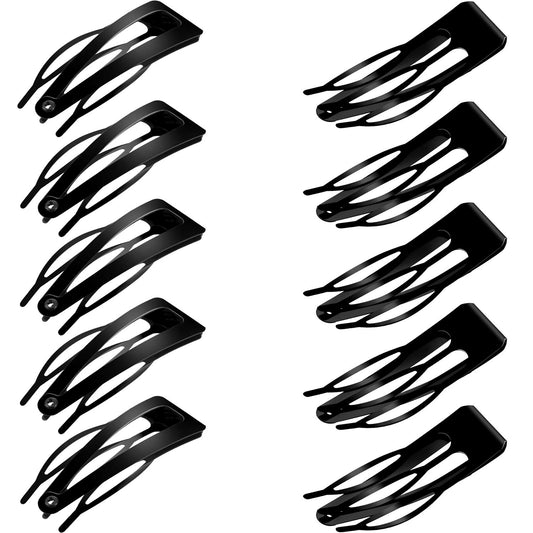 24 Pieces Double Grip Hair Clips Metal Snap Hair Clips Women Hair Barrettes for Hair Making, Salon Supplies (Black) Black