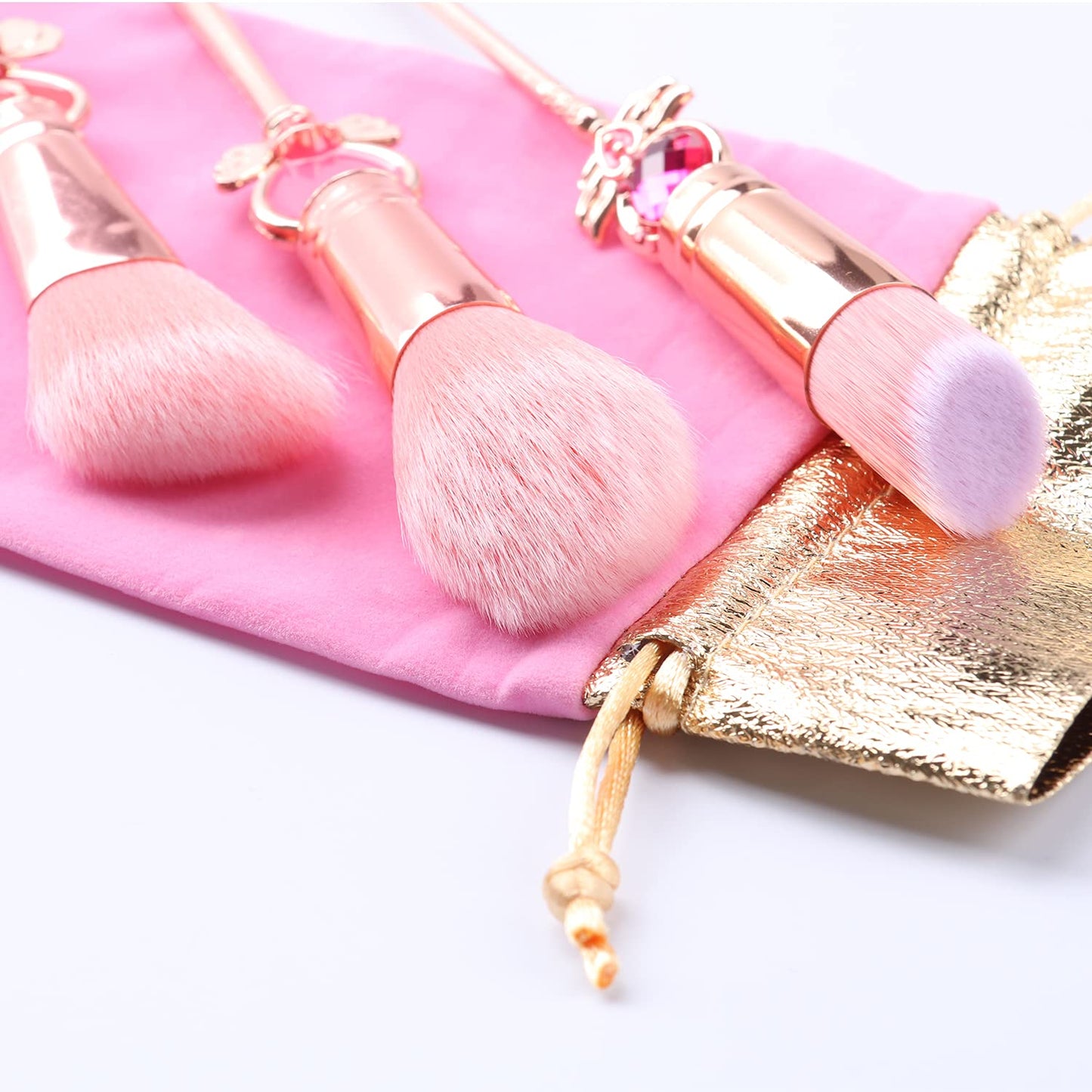 9pcs Makeup Brushes Set Moon, Kawaii Cosmetic Brushes Pink Make up Brushes Basic Set with Pink Bag Novelty Gift for Girl Women Style B