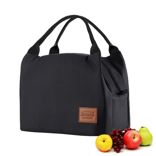 Aosbos Lunch Bag Insulated Lunch Bags for Women Water-Resistant Thermal Lunch Tote Bag Small Cool Bag Lunch Box for Men Ladies Girls Kids Adults Work Office School Picnic Outdoor (8.5L, Black) A-black