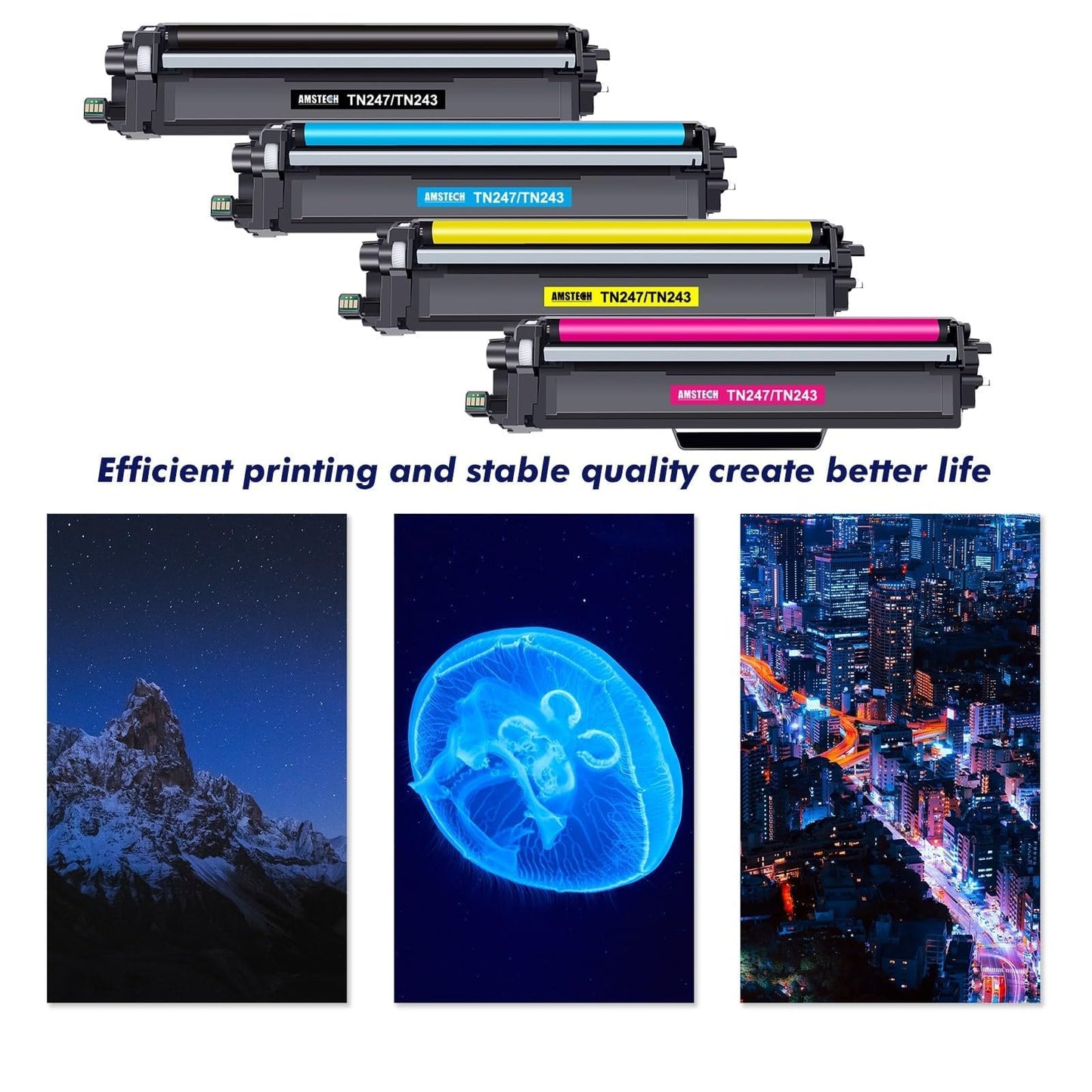 4-Packs Compatible for Brother TN-243CMYK Toner Value Pack TN247 Toner for Brother DCP-L3550CDW DCP-L3510CDW HL-L3230CDW HL-L3210CW MFC-L3750CDW MFC-L3770CDW TN243CMYK TN243BK TN243C TN243Y TN243M Black Cyan Magenta Yellow