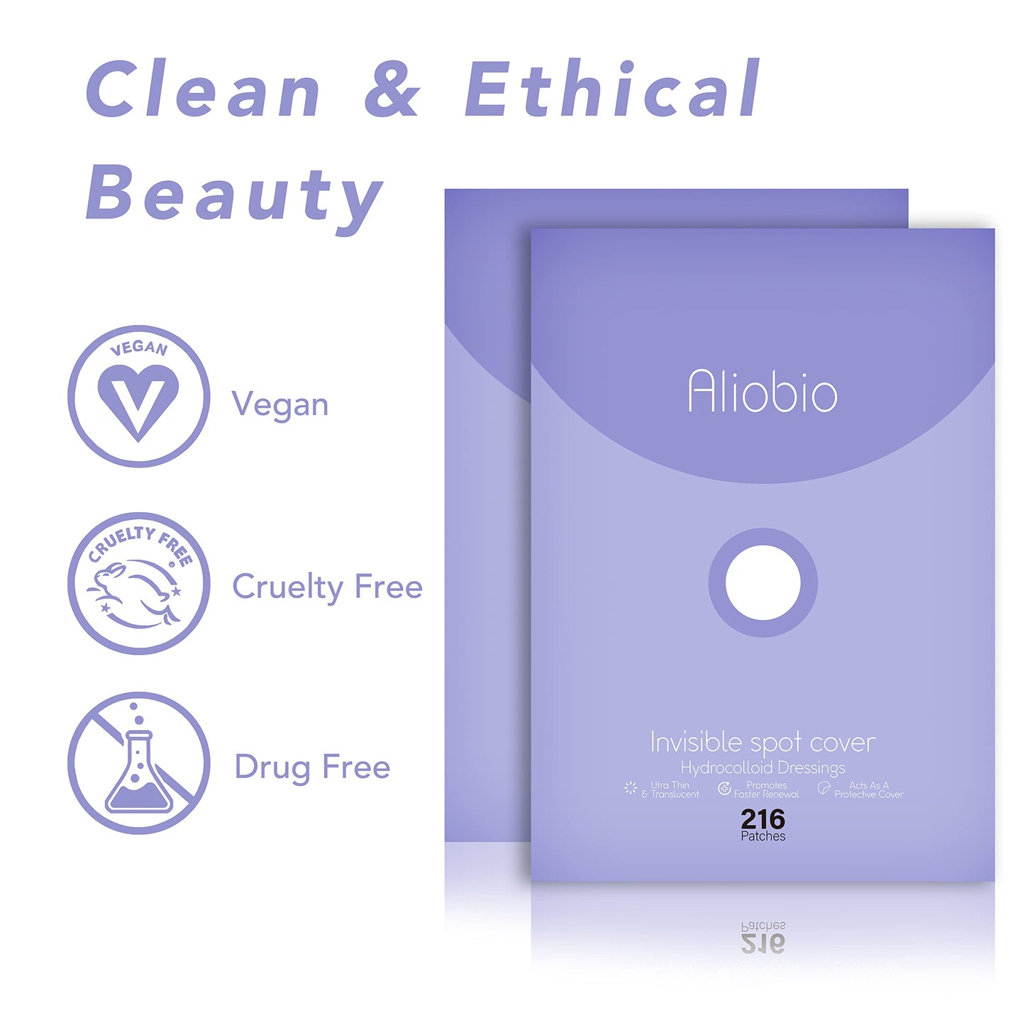 Aliobio Hydrocolloid Patches Pimple Patches Spot Patches Invisible Acne Stickers (6 sheet/216 Patches) Purple