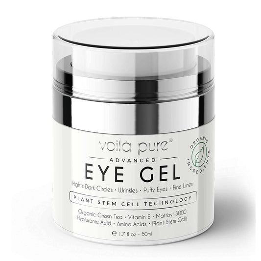 Voilà Pure -EYE CREAM - Cures Dark Circles, Puffiness & Crows Feet - Powerful But Gentle Organic Eye Gel - Anti-Ageing Formula With Matrixyl 3000 & Plant Stem Cells - 60ml Bottle