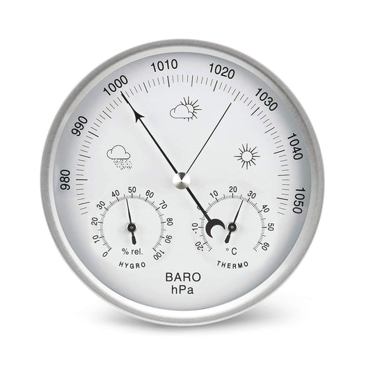 AMTAST Dial Type Barometer Thermometer Hygrometer 3 in 1 Multifunction 132mm Diameter Dial Barometric Pressure Temperature Humidity Weather Station for Indoor and Outdoor Use (AW007 Metric System)