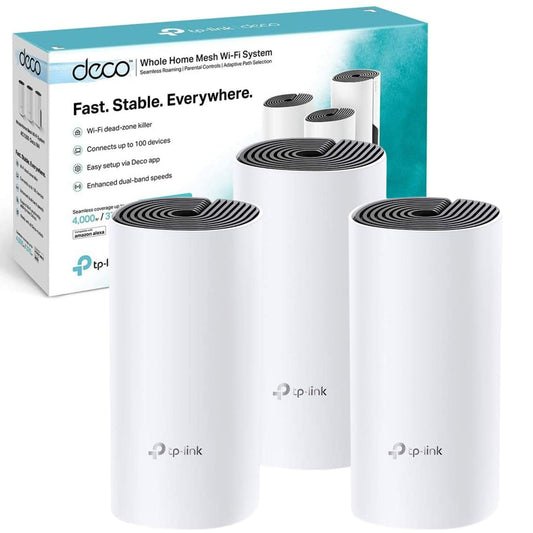 TP-Link Deco M4 Whole Home Mesh Wi-Fi System, Up to 4000 sq ft Coverage, Qualcomm CPU, Dual-Band AC1200 with Gigabit Ports, Compatible with Amazon Echo/Alexa, Parent Control, Pack of 3 3 Pack