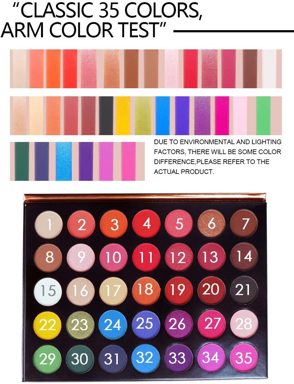 35 Color Studio Eye Shadow Palette Makeup Palette, Perfectly combinable color shades, Matt, Luminous and shimmering textures, For seductive eyes # 02