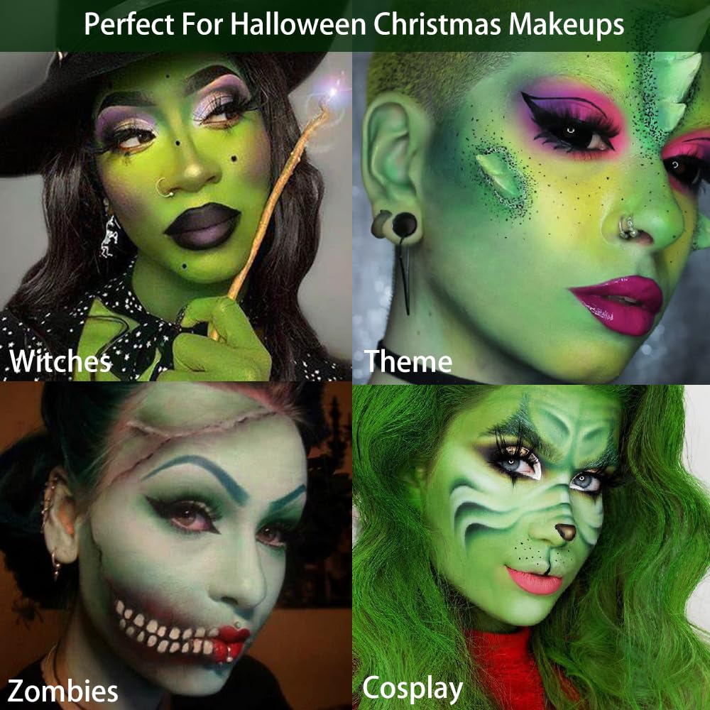 Afflano Green Eyeshadow Palette, Green Glitter Eyeshadow Highly Pigmented, Forest Emerald Green Christmas Makeup Palettes, Yellow Lime Grass Grinch Green Makeup Eye Shadow Pallet 15 Color lemon tree