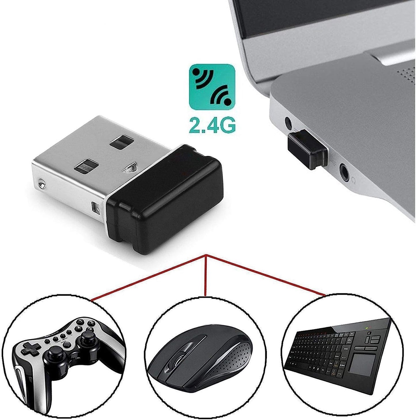 ALLOMN Bluetooth Receiver-2.4 GHz Ultra Stable Wireless Receiver Adapter, WIFI Nano Receiver Dongle for Logitech Unifying Wireless Keyboard MK330 MK520 MK710 MK365 MK850 MK540 MK545, 6 Channel 6MM