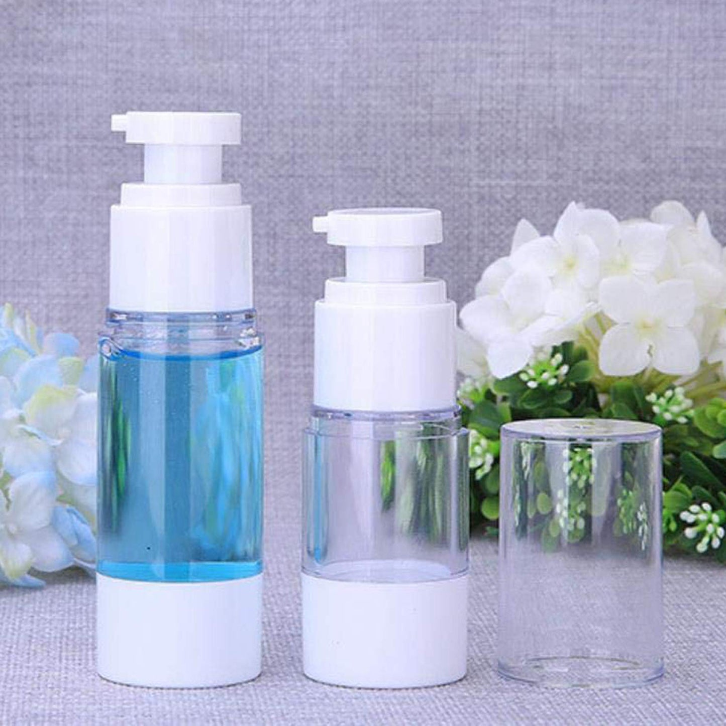 Alledomain 6Pcs Airless Pump Bottle | Refillable Empty Clear Travel Lotion Pump Containers/Vacuum Press Pump Bottles for Foundation, Essence, Lotion (30ml)